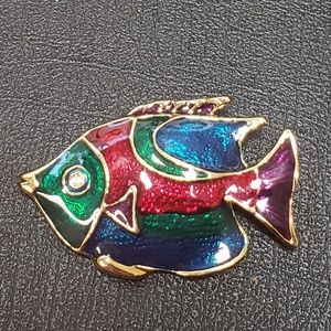 Vintage Enamel Fish Brooch Pin